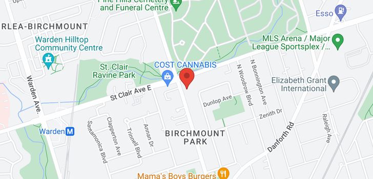 map of 575 Birchmount Road